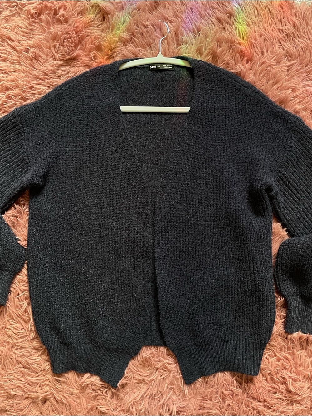 SHEIN Navy Blue Open-Front Knit Cardigan